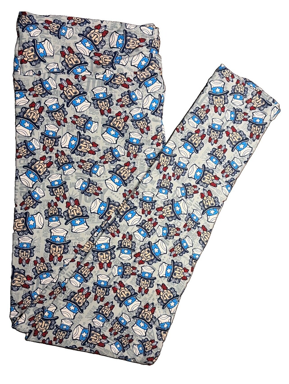 NWT LuLaRoe TC Patriotic 4th Of July Uncle Sam Face Pattern Leggings Size 12-18